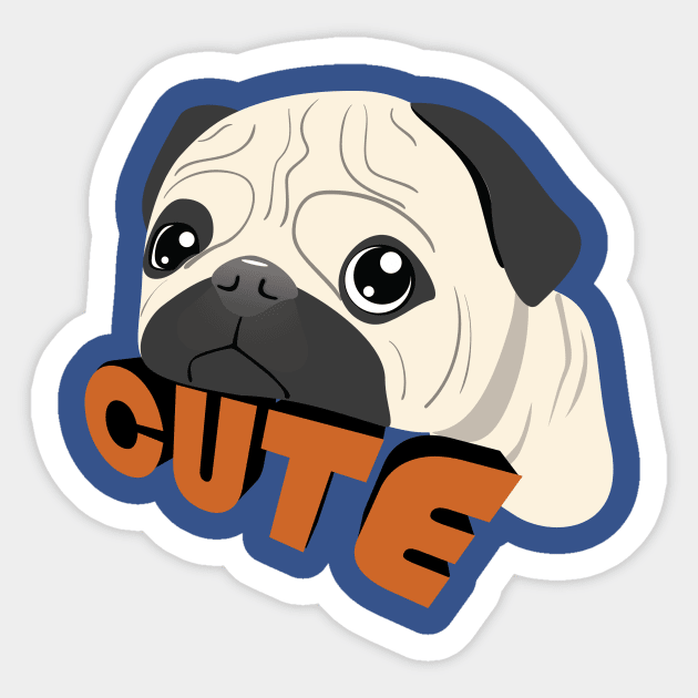 Pug Cute Sticker by Kanom-Tom